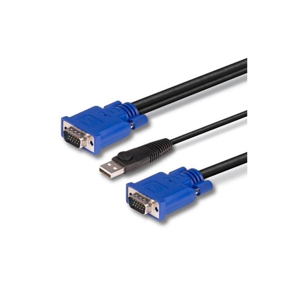 Lindy - 32186 cable para video, teclado y ratón (kvm) Negro, Azul 2 m