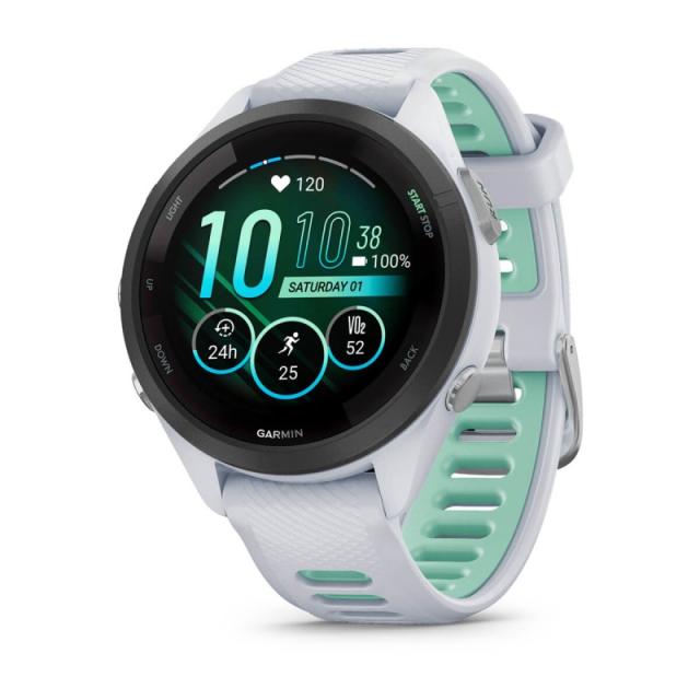 Garmin - Forerunner 265S 2,79 cm (1.1") AMOLED 42 mm Digital 360 x 360 Pixeles Pantalla táctil Negro, Blanco Wifi GPS (satélite)