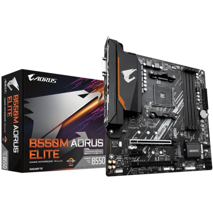 GIGABYTE - B550M AORUS ELITE Placa base - Procesadores AMD Ryzen 5000, VRM de 5+3 fases, hasta 4733 MHz DDR4, 1xPCIe 4.0 + 1xPCI