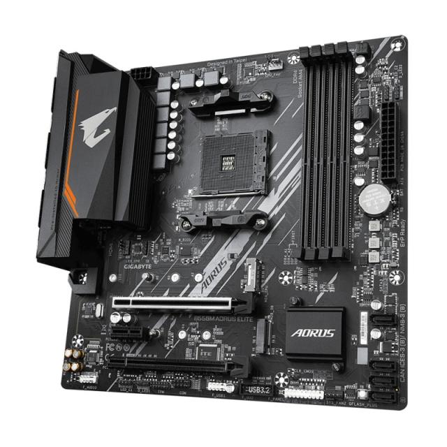 GIGABYTE - B550M AORUS ELITE Placa base - Procesadores AMD Ryzen 5000, VRM de 5+3 fases, hasta 4733 MHz DDR4, 1xPCIe 4.0 + 1xPCI