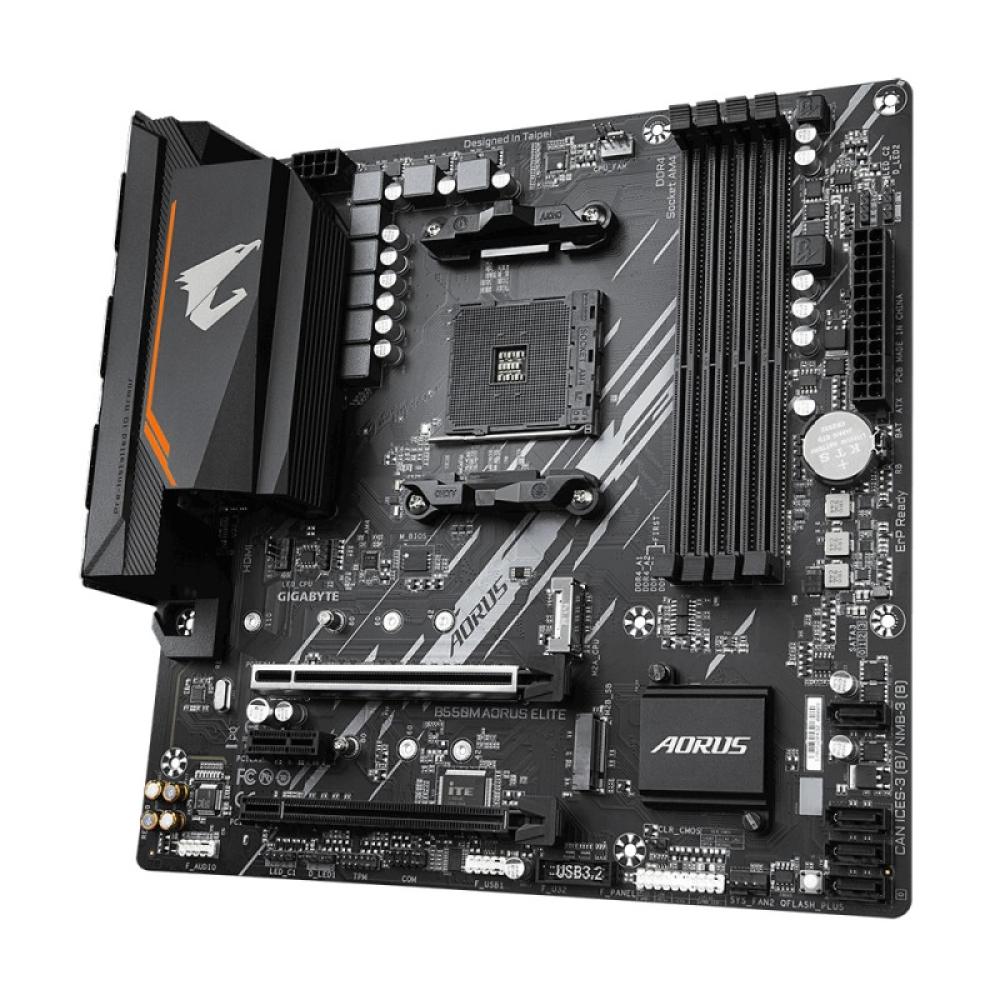 GIGABYTE - B550M AORUS ELITE Placa base - Procesadores AMD Ryzen 5000, VRM de 5+3 fases, hasta 4733 MHz DDR4, 1xPCIe 4.0 + 1xPCI