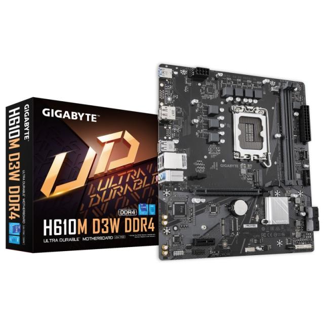 GIGABYTE - H610M D3W DDR4 Placa base - Compatible con procesadores Intel Core de 14ª generación, VRM de 5+1+1 fases, hasta 3200