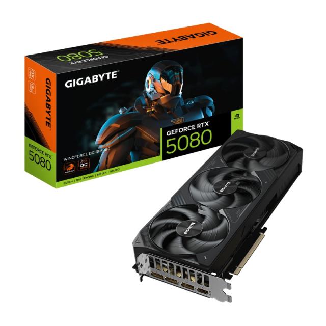 GIGABYTE - GeForce RTX 5080 WINDFORCE OC SFF 16G Tarjeta Gráfica - 16GB GDDR7, 256 bits, PCI-E 5.0, 2670MHz Frecuencia Base, 3 x