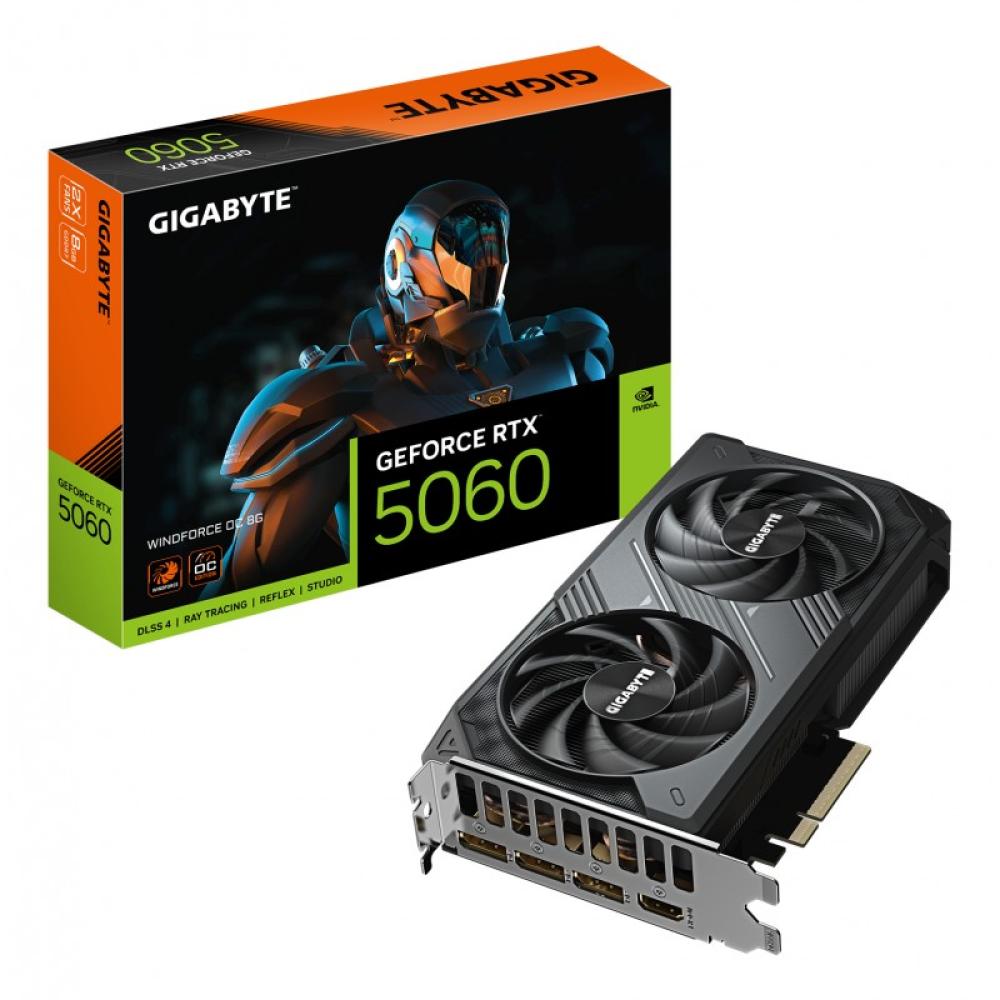 GIGABYTE - GeForce RTX 5060 WINDFORCE OC 8G Tarjeta Gráfica - 8GB GDDR7, 128bit, PCI-E 5.0, 2512 MHz Frecuencia del núcleo, 3 x