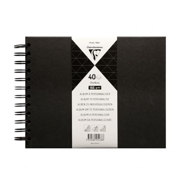 Clairefontaine - 95436C álbum de foto y protector Negro 40 hojas Encuadernación espiral
