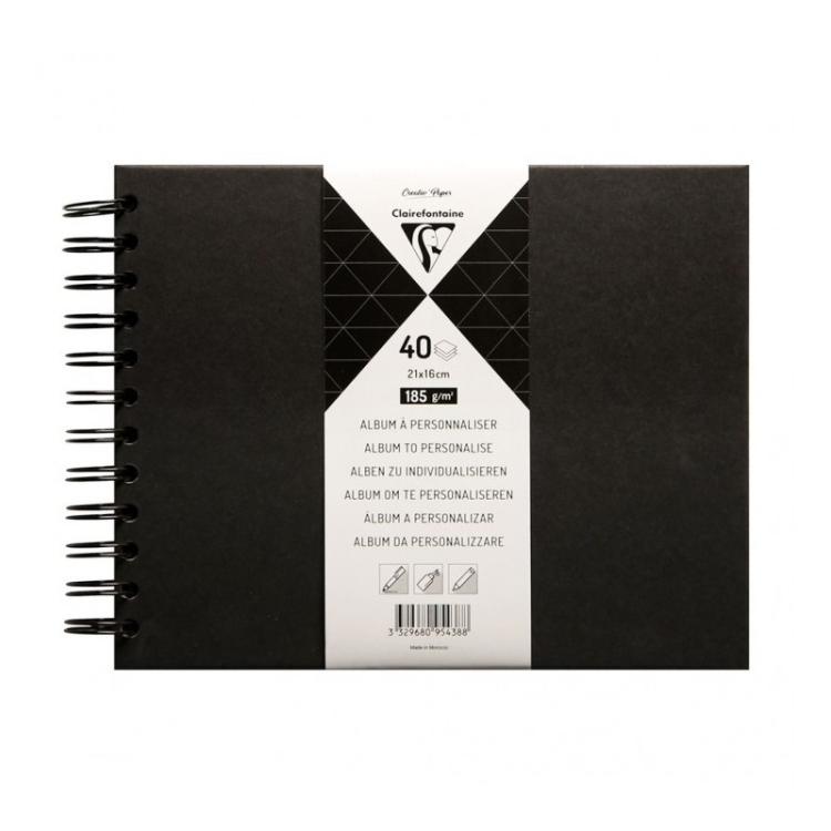 Clairefontaine - 95436C álbum de foto y protector Negro 40 hojas Encuadernación espiral