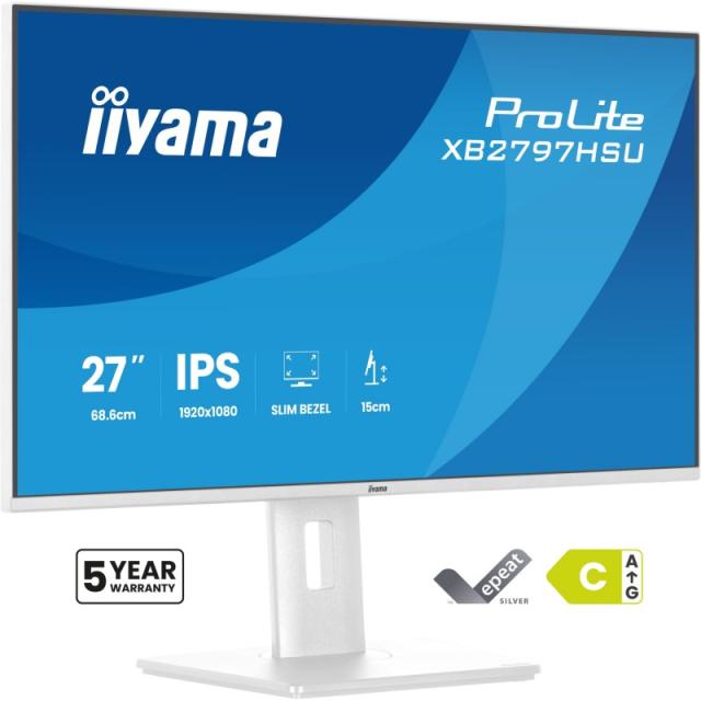 iiyama - ProLite XB2797HSU-W1 pantalla para PC 68,6 cm (27") 1920 x 1080 Pixeles Full HD LED Blanco