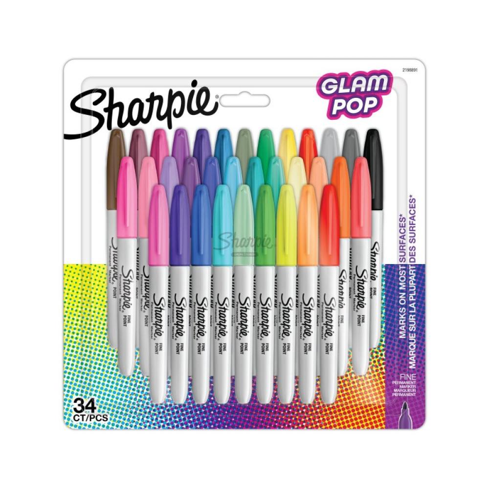 Sharpie - 2198891 marcador 34 pieza(s) Punta fina Negro, Verde, Naranja, Rosa, Púrpura, Rojo, Amarillo