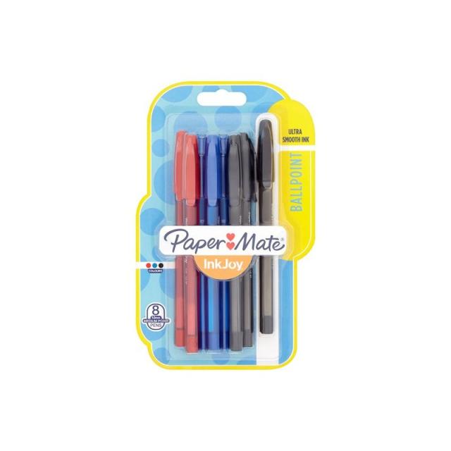 Papermate - InkJoy 100 ST Negro, Azul, Rojo Bolígrafo Medio 8 pieza(s)