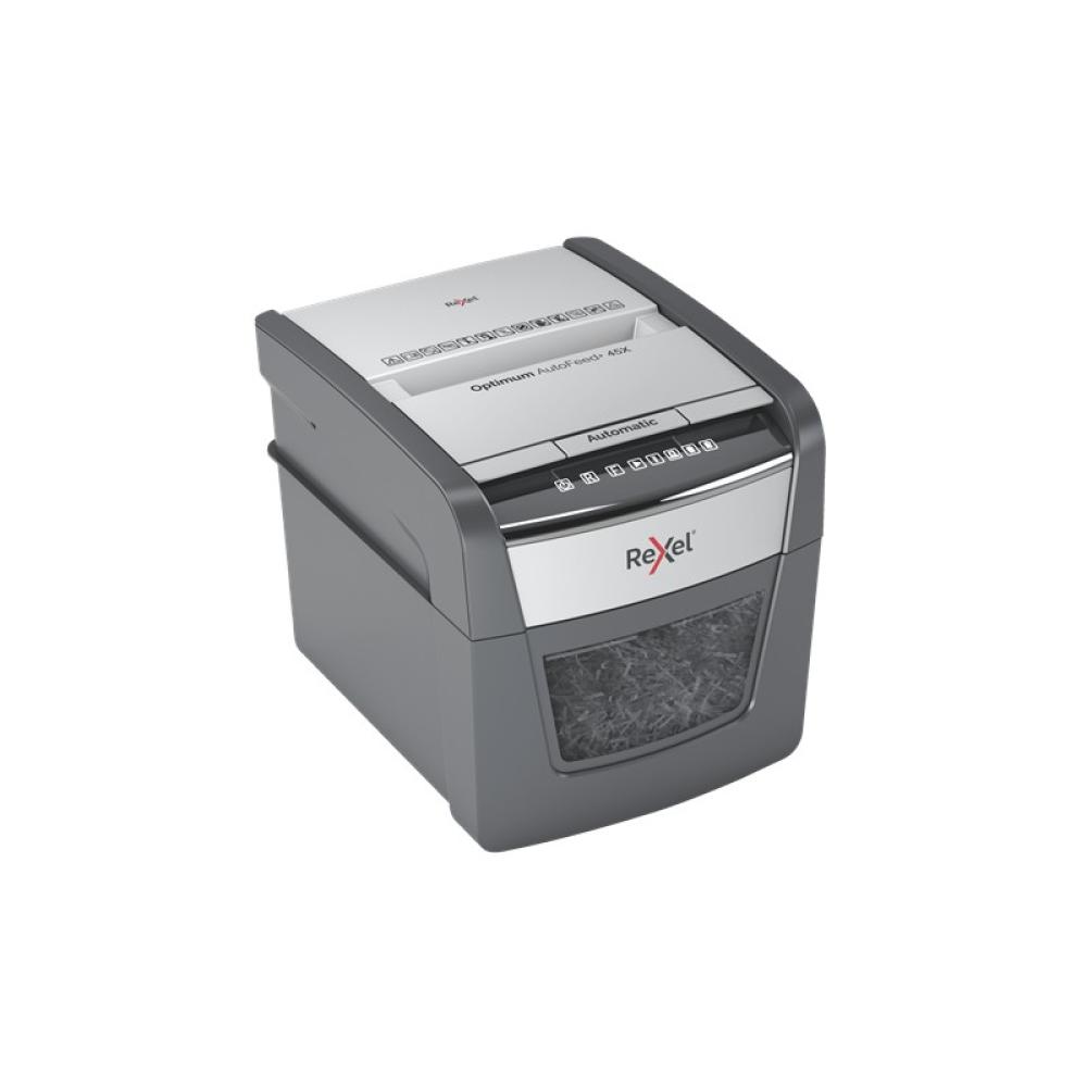Rexel - AutoFeed 45X triturador de papel Corte cruzado 55 dB Negro, Plata
