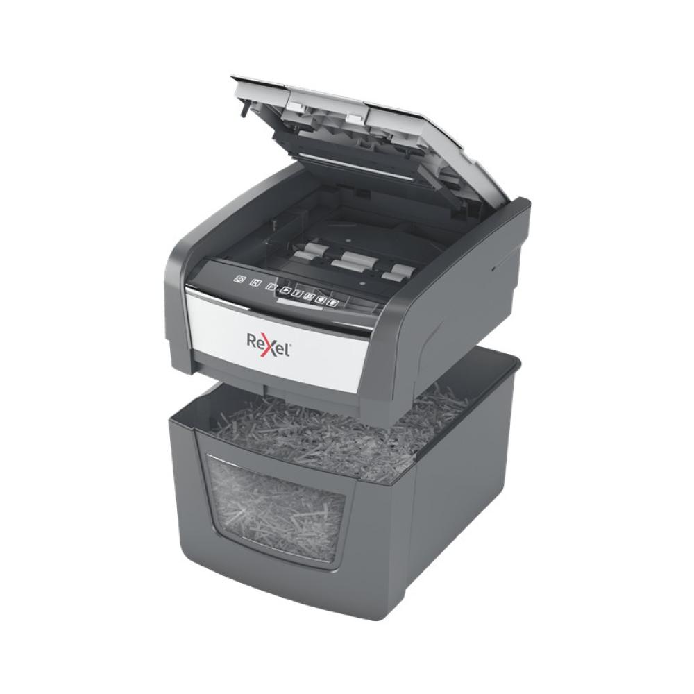 Rexel - AutoFeed 45X triturador de papel Corte cruzado 55 dB Negro, Plata