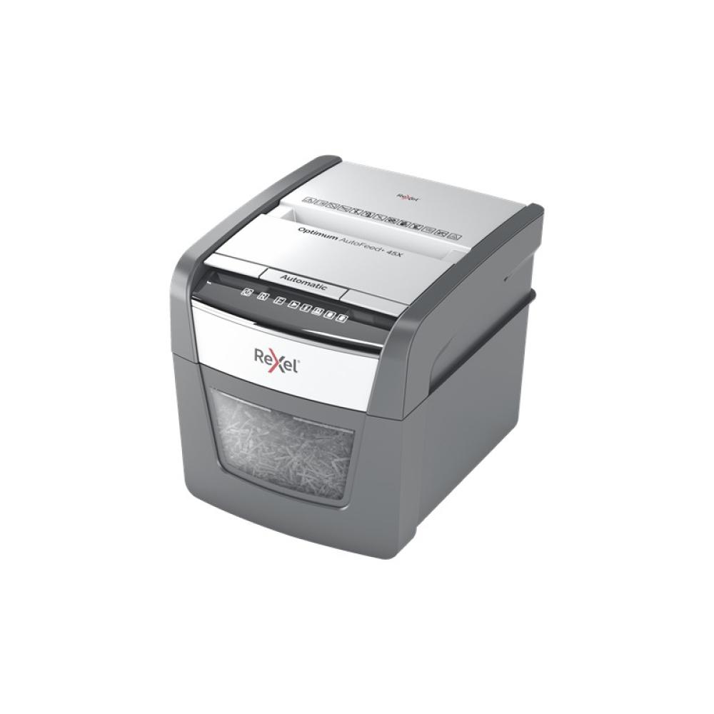 Rexel - AutoFeed 45X triturador de papel Corte cruzado 55 dB Negro, Plata