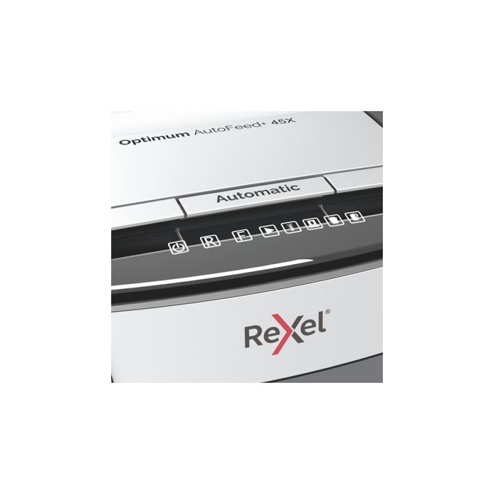 Rexel - AutoFeed 45X triturador de papel Corte cruzado 55 dB Negro, Plata