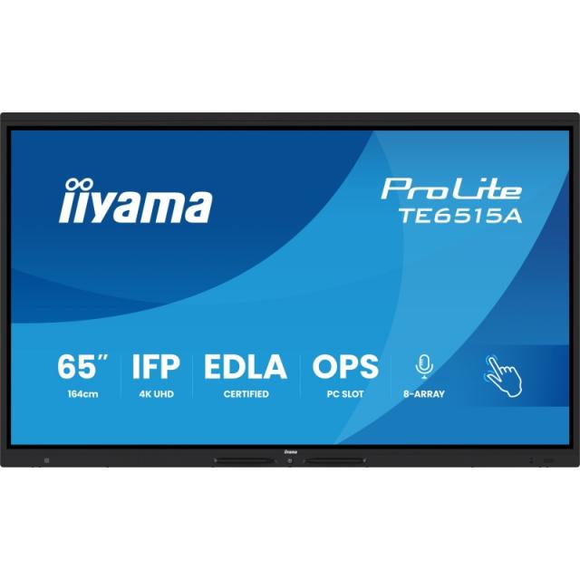 iiyama - TE6515A-B1AG pantalla de señalización Panel plano interactivo 163,8 cm (64.5") Wifi 550 cd / m² 4K Ultra HD Negro Panta