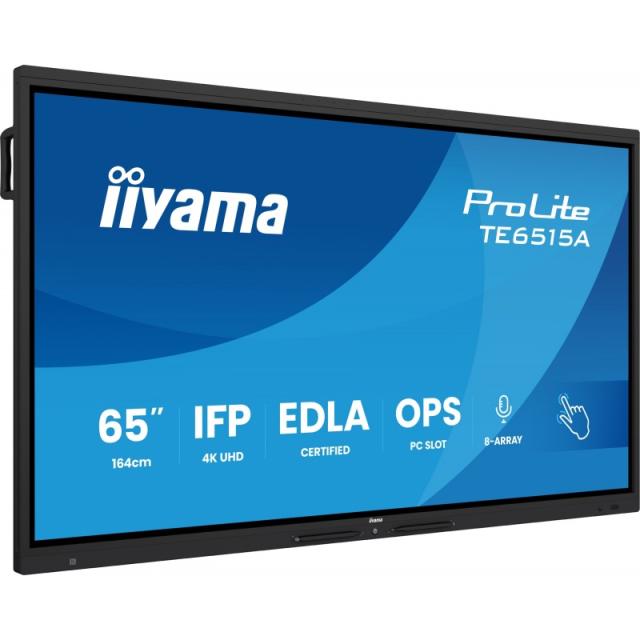 iiyama - TE6515A-B1AG pantalla de señalización Panel plano interactivo 163,8 cm (64.5") Wifi 550 cd / m² 4K Ultra HD Negro Panta