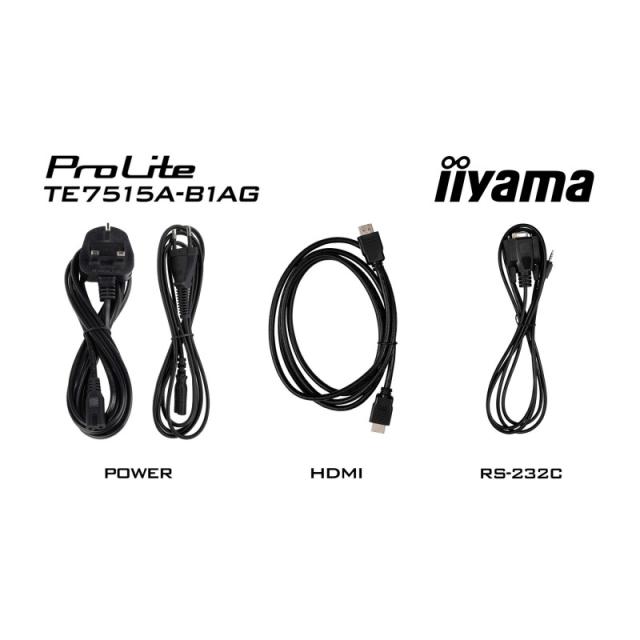 iiyama - TE7515A-B1AG pantalla de señalización Panel plano interactivo 190,5 cm (75") Wifi 550 cd / m² 4K Ultra HD Negro Pantall
