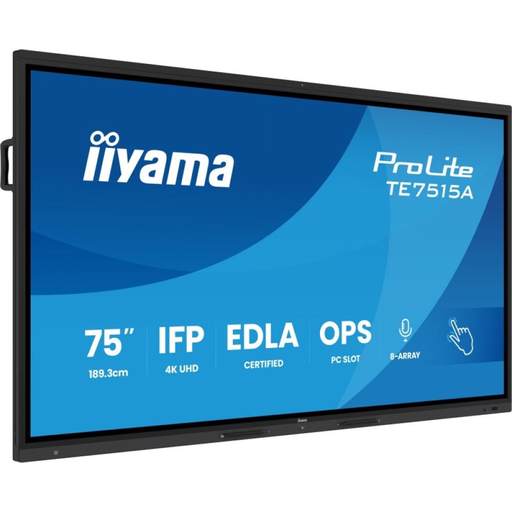 iiyama - TE7515A-B1AG pantalla de señalización Panel plano interactivo 190,5 cm (75") Wifi 550 cd / m² 4K Ultra HD Negro Pantall