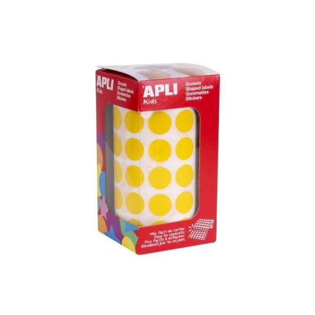 APLI - APLI GOMETS REDONDOS 15MM ROLLO AMARILLO -ROLLO 2832 UNIDADES-