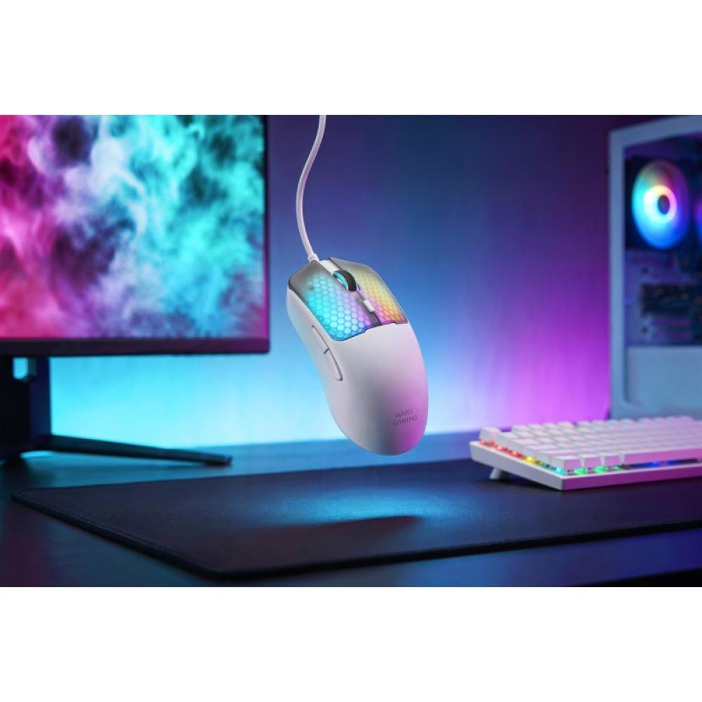 Mars Gaming - MMVIPERW ratón Juego mano derecha USB Type-A + USB Type-C Óptico 12800 DPI