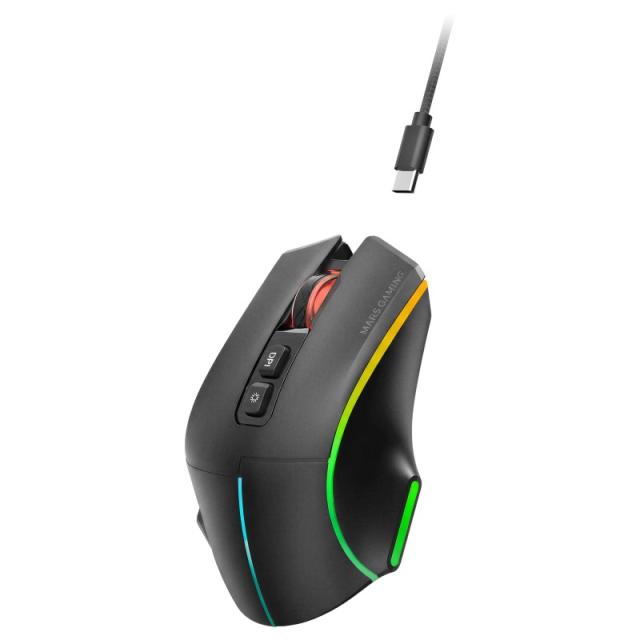 Mars Gaming - MMWVECTOR ratón Juego mano derecha RF Wireless + Bluetooth + USB Type-A Óptico 12000 DPI