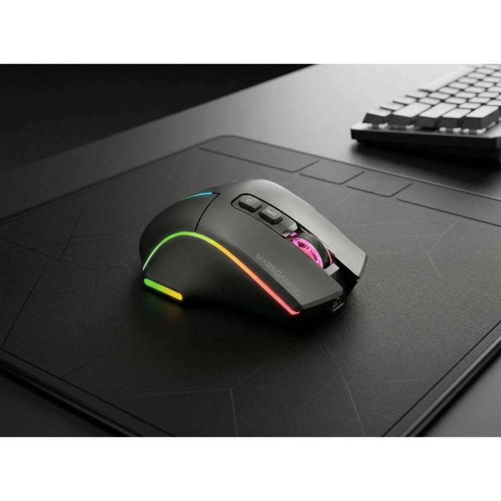 Mars Gaming - MMWVECTOR ratón Juego mano derecha RF Wireless + Bluetooth + USB Type-A Óptico 12000 DPI