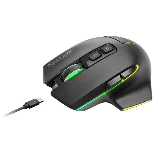 Mars Gaming - MMWVECTOR ratón Juego mano derecha RF Wireless + Bluetooth + USB Type-A Óptico 12000 DPI
