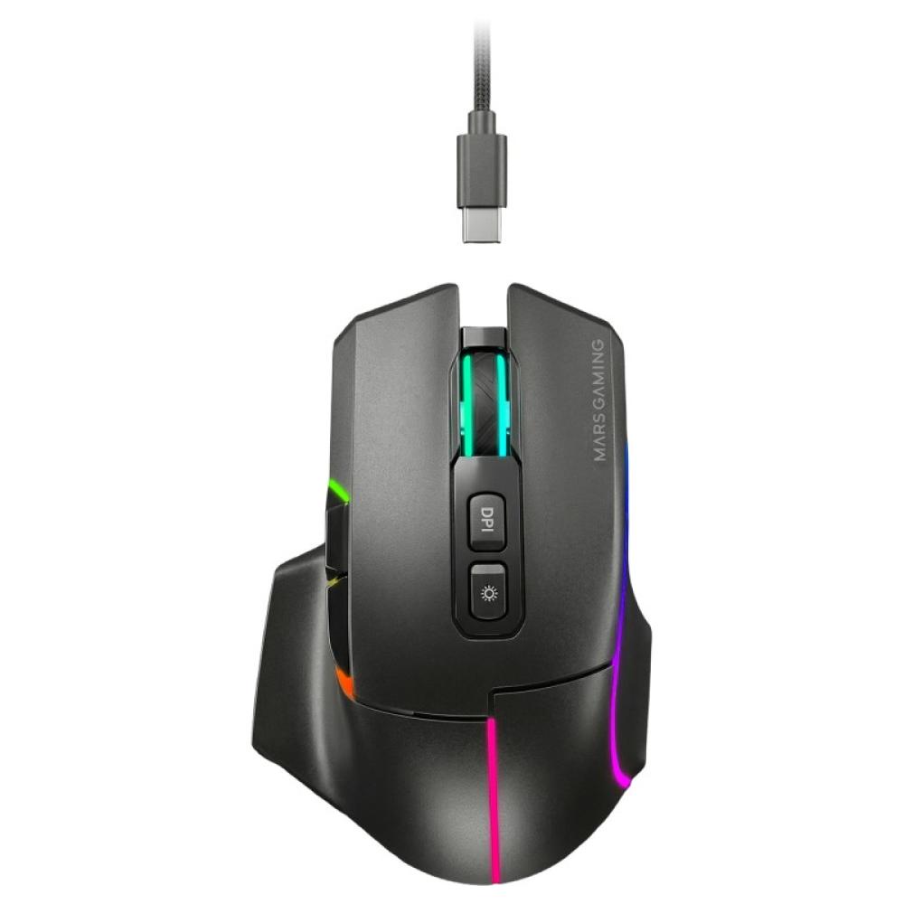 Mars Gaming - MMWVECTOR ratón Juego mano derecha RF Wireless + Bluetooth + USB Type-A Óptico 12000 DPI