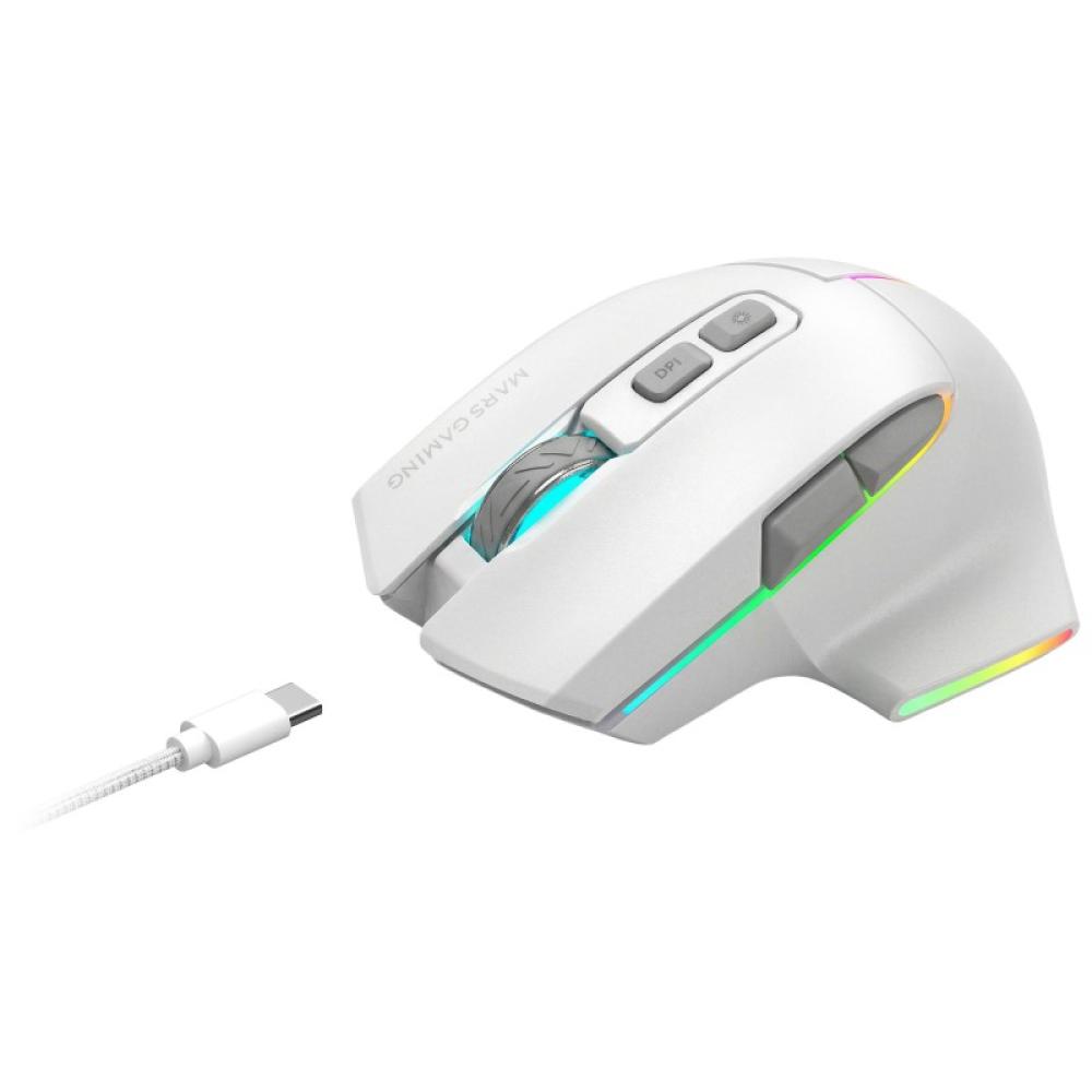 Mars Gaming - MMWVECTORW ratón Juego mano derecha RF Wireless + Bluetooth + USB Type-A Óptico 12000 DPI