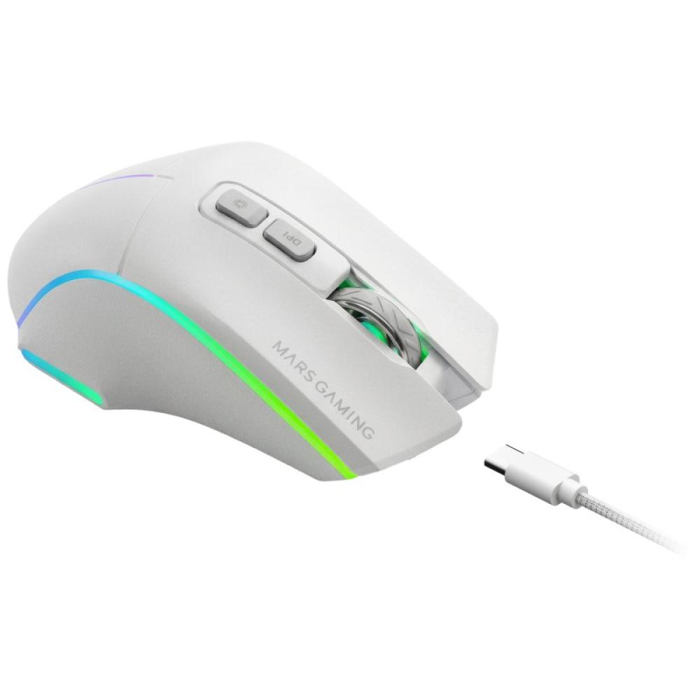 Mars Gaming - MMWVECTORW ratón Juego mano derecha RF Wireless + Bluetooth + USB Type-A Óptico 12000 DPI