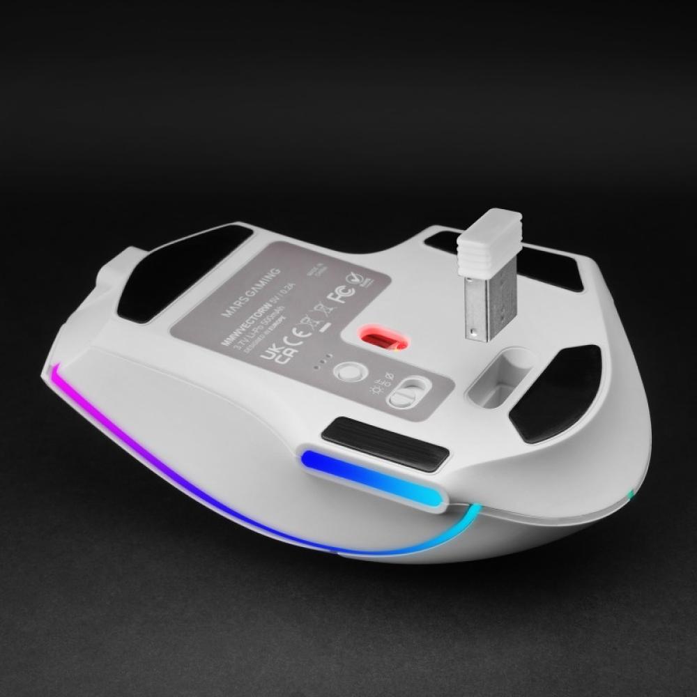 Mars Gaming - MMWVECTORW ratón Juego mano derecha RF Wireless + Bluetooth + USB Type-A Óptico 12000 DPI