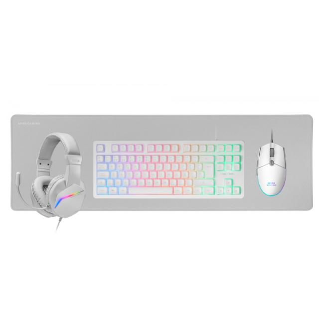 Mars Gaming - MCP-RGB3, Pack Gaming Teclado Fixed RGB + Ratón Gaming RGB Flow 3200 DPI + Auriculares Over-Ear RGB + - MCPRGB3WES