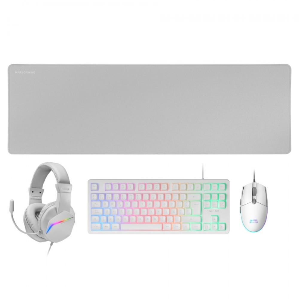Mars Gaming - MCP-RGB3, Pack Gaming Teclado Fixed RGB + Ratón Gaming RGB Flow 3200 DPI + Auriculares Over-Ear RGB + - MCPRGB3WES