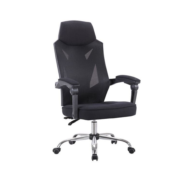 Sillón de oficina GRAZ, negro, alto, gas, sincro, malla y tejido negro