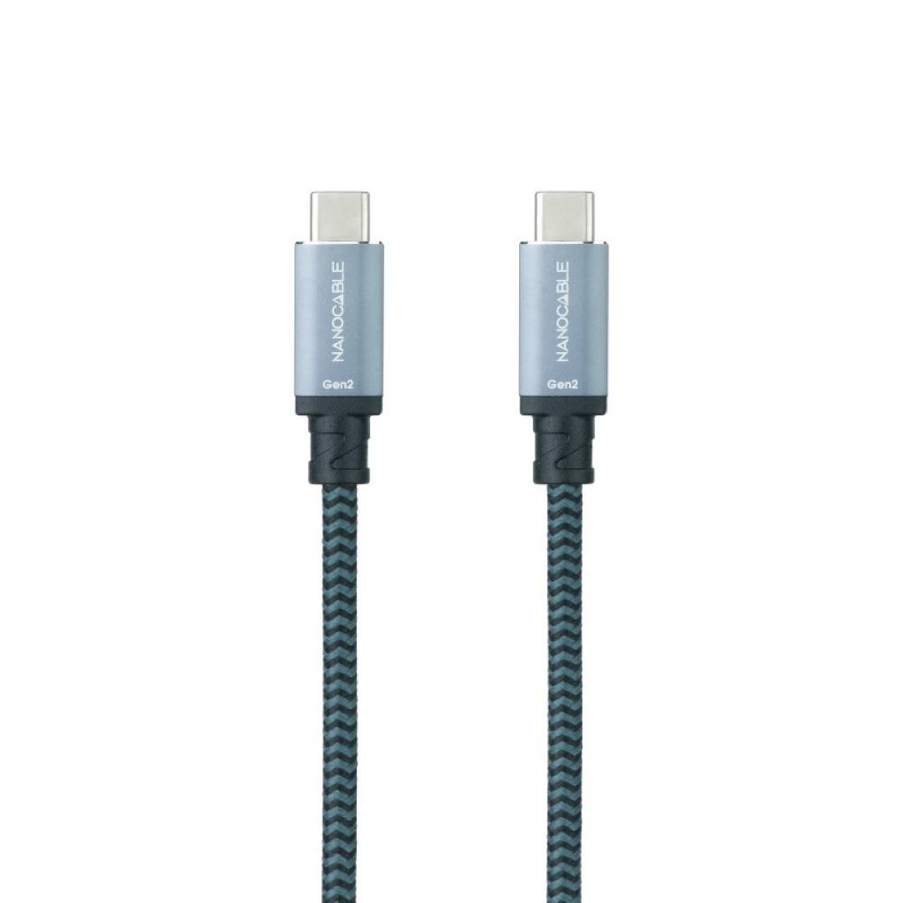 Nanocable - Cable USB 3.1 Gen2 10Gbps 5A, 4K/60Hz, USB-C/M-USB-C/M, Gris/Negro, 1.5 m