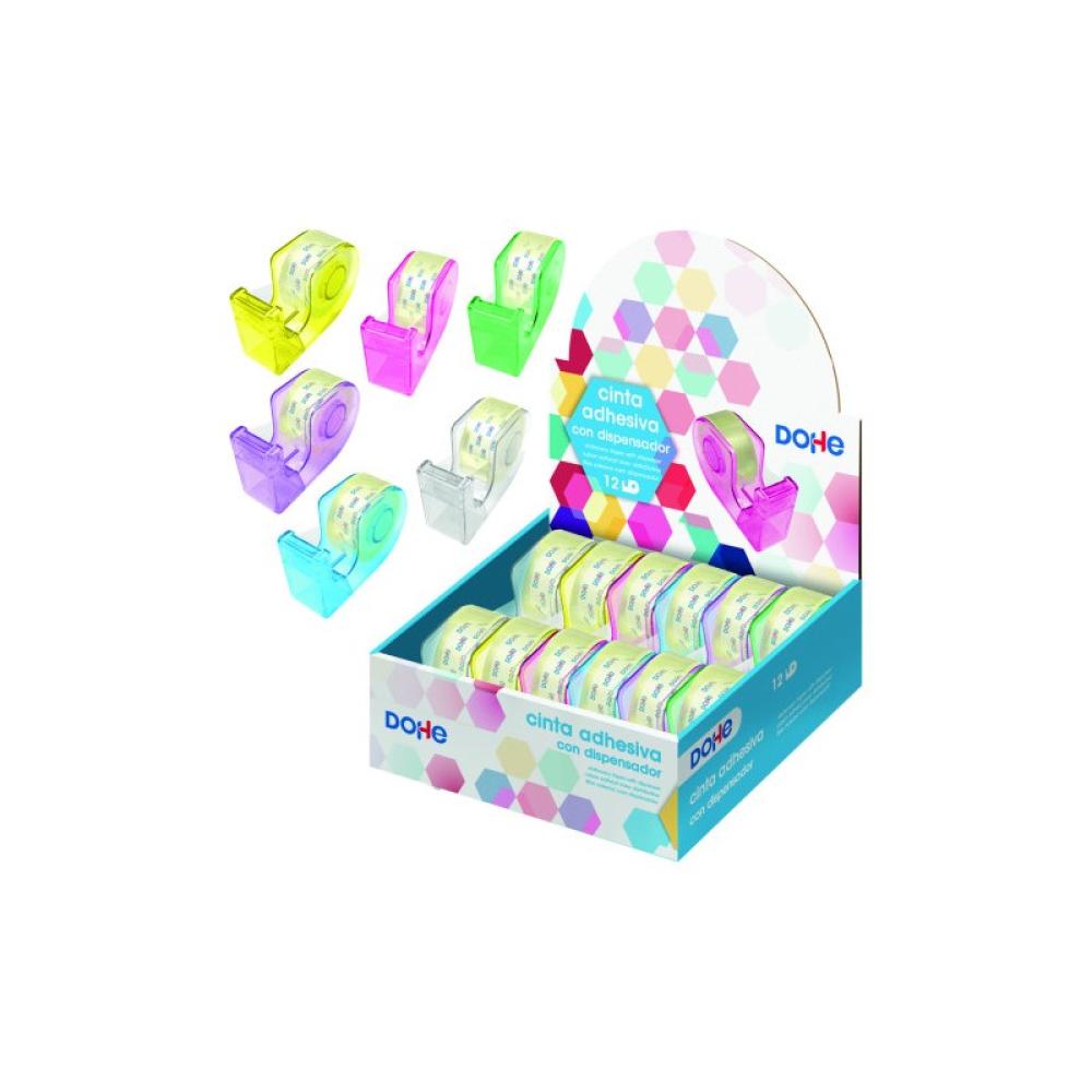 DOHE - EXPOSITOR DE 12 DISPENSADORES DE CINTA ADHESIVA - COLORES SURTIDOS DOHE 50987 - Color no elegible
