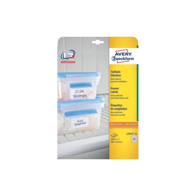 Avery - L7971-25 etiqueta autoadhesiva Rectángulo redondeado Blanco 1625 pieza(s)