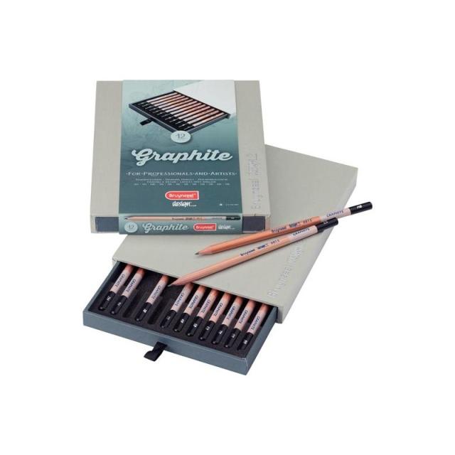 Talens - TALENS BRUYNZEEL CAJA DE 12 LÁPICES DESIGN GRAPHITE 2H A 9B -ESTUCHE DE LUJO-