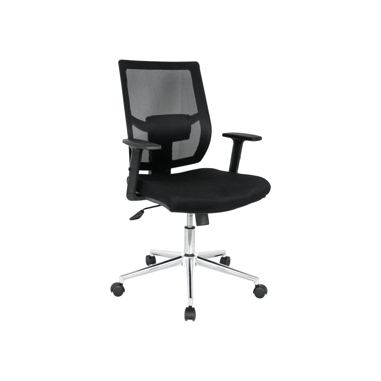 Sillón de oficina HAWAI, - Sin cabecero -, ergonómico, basculante, malla negra, asiento tejido negro