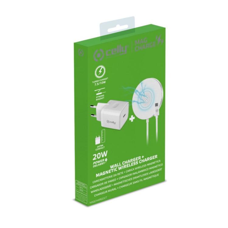 Celly - Magchargekit Universal Blanco Corriente alterna Cargador inalámbrico Interior