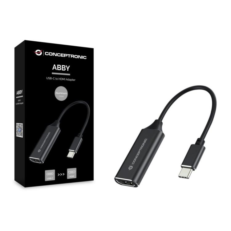 Conceptronic - ABBY03B adaptador de cable de vídeo HDMI tipo A (Estándar) USB Tipo C Negro