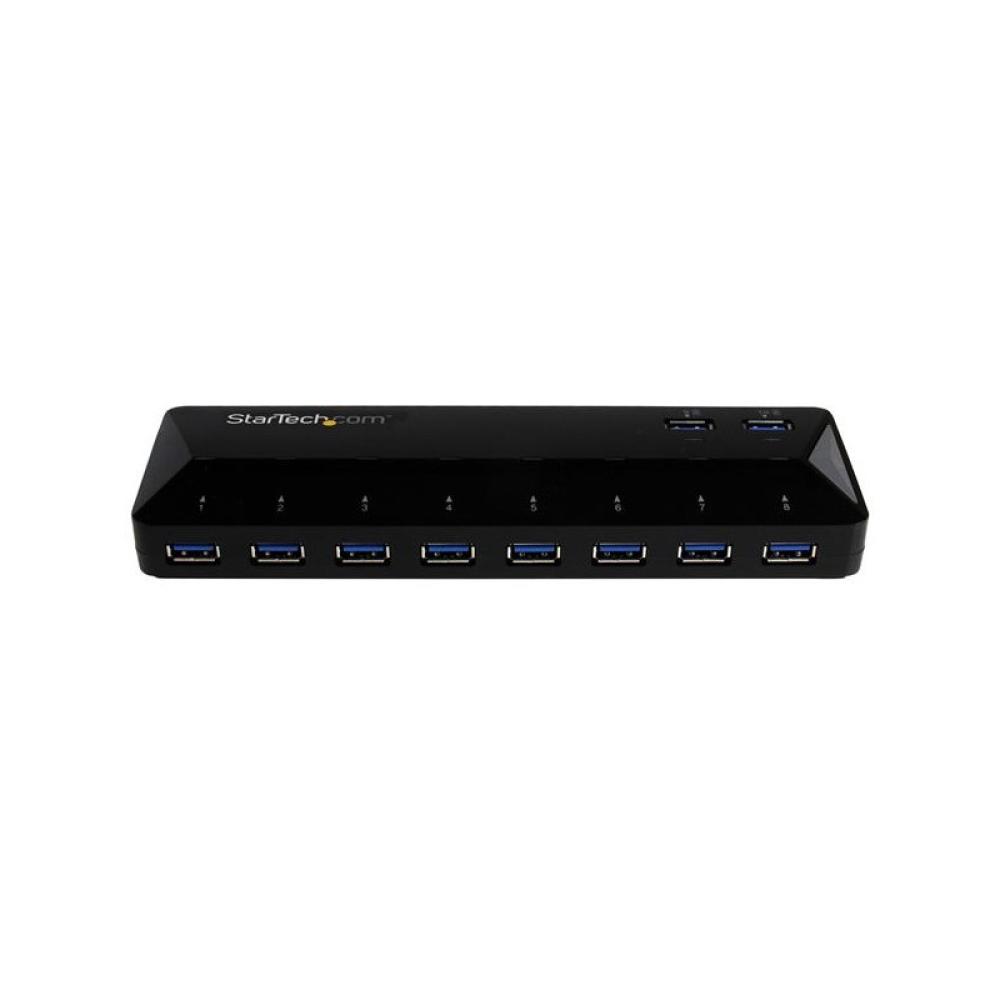StarTech.com - Concentrador USB 3.0 (5Gbps) de 10 Puertos - Ladrón con Puertos de Carga y Sincronización - Hub con 2 Puertos de