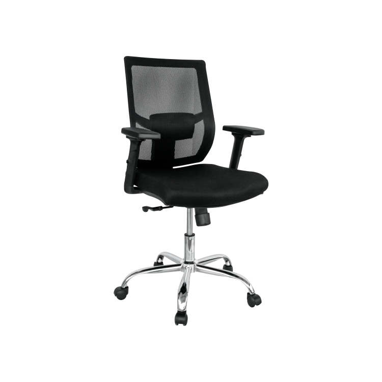 Sillón de oficina HONOLULU, - Sin cabecero -, ergonómico, syncro, malla negra, asiento tejido negro