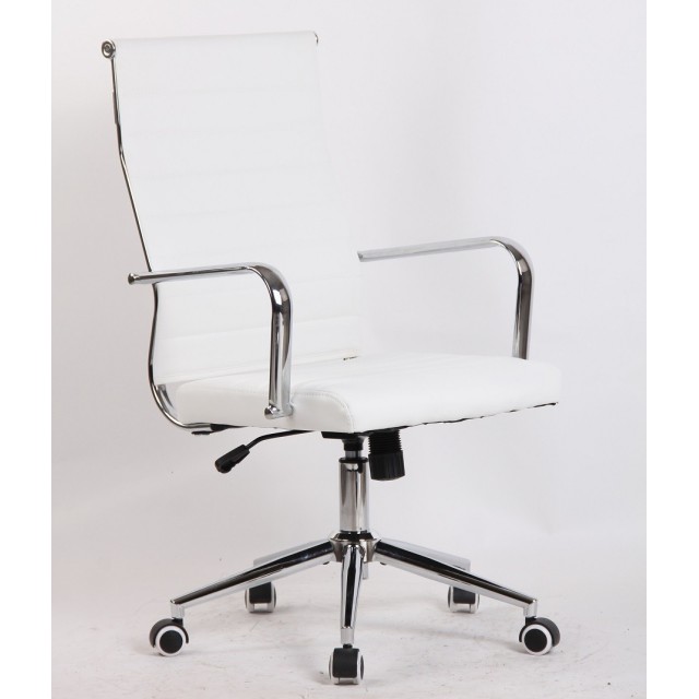 Sillón de oficina IOWA, alto, gas, basculante, similpiel blanca