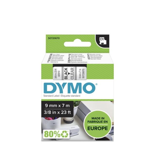 DYMO - D1 - Etiquetas estándar - Negro en claro - 9mm x 7m