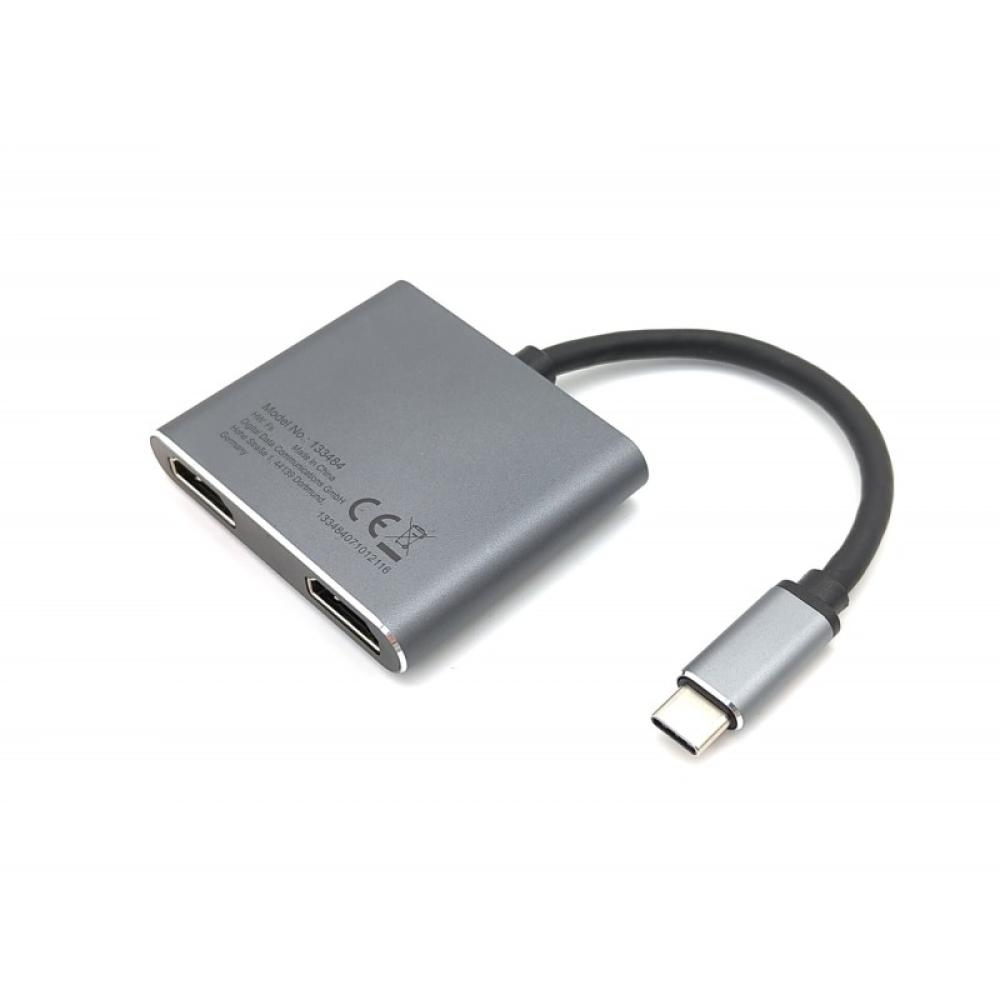 Equip - Adaptador USB-C 4 en 1 Dual HDMI, USB 3.0, 100W USB PD