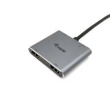 Equip - Adaptador USB-C 4 en 1 Dual HDMI, USB 3.0, 100W USB PD
