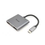 Equip - Adaptador USB-C 4 en 1 Dual HDMI, USB 3.0, 100W USB PD