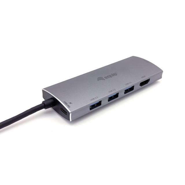 Equip - Adaptador multifunción USB-C 7 en 1, HDMI, USB 3.0, TF/MICRO SD, 60W USB PD