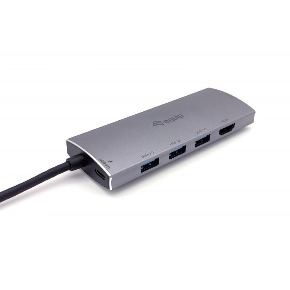 Equip - Adaptador multifunción USB-C 7 en 1, HDMI, USB 3.0, TF/MICRO SD, 60W USB PD