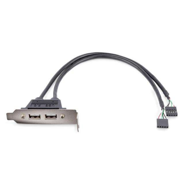 StarTech.com - Cabezal Bracket Perfil Bajo de 2 puertos USB 2.0 con conexión a Placa Base 2x IDC5 - Low Profile